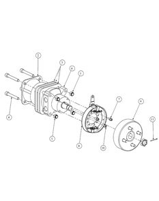 Brake Motor Mount And Hub Diagram and Parts List for M54-KW (53BB5DBW150-23-HP)(2003 1/2) Cub Cadet Lawn Tractor